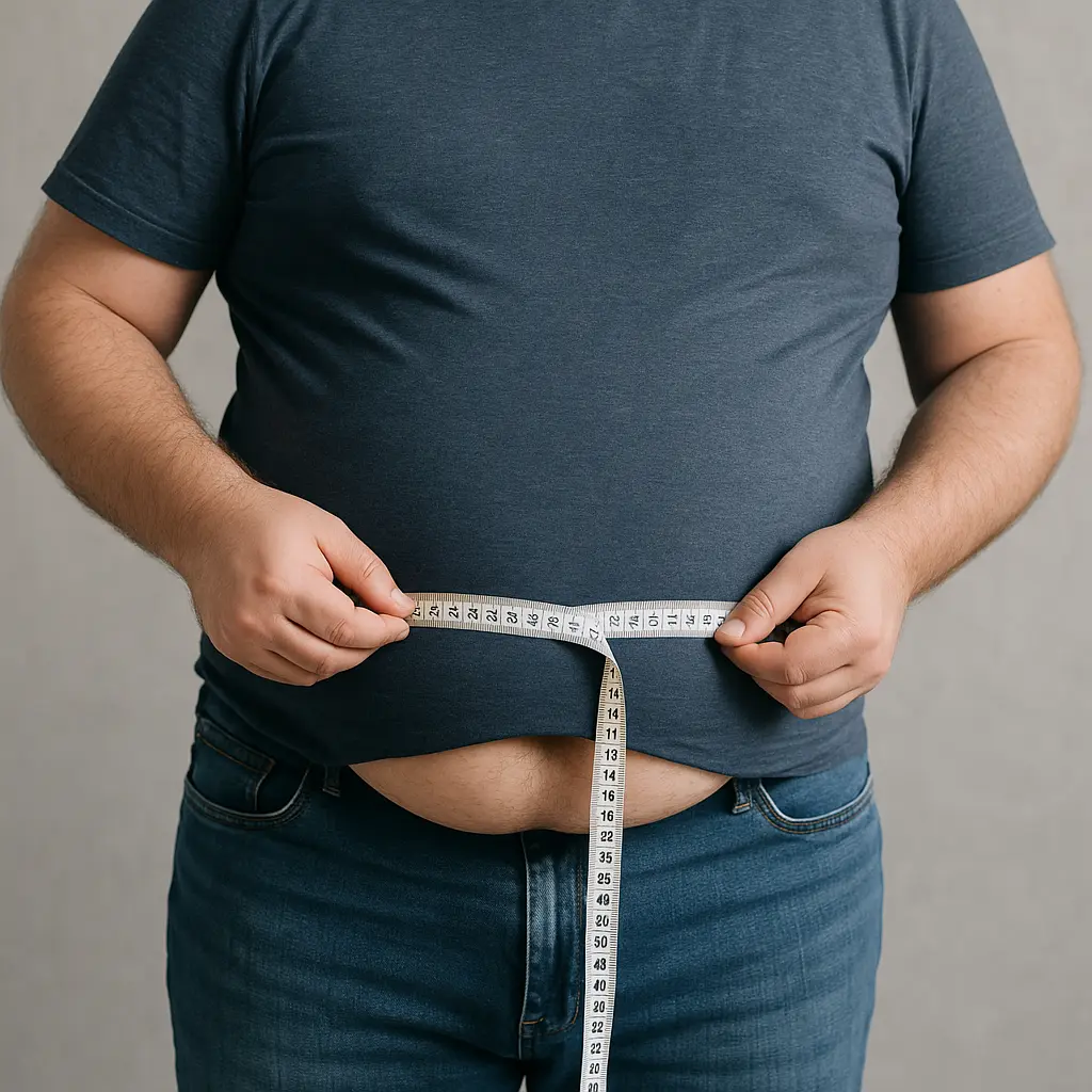 Bel çevresini mezura ile ölçen birey görseli